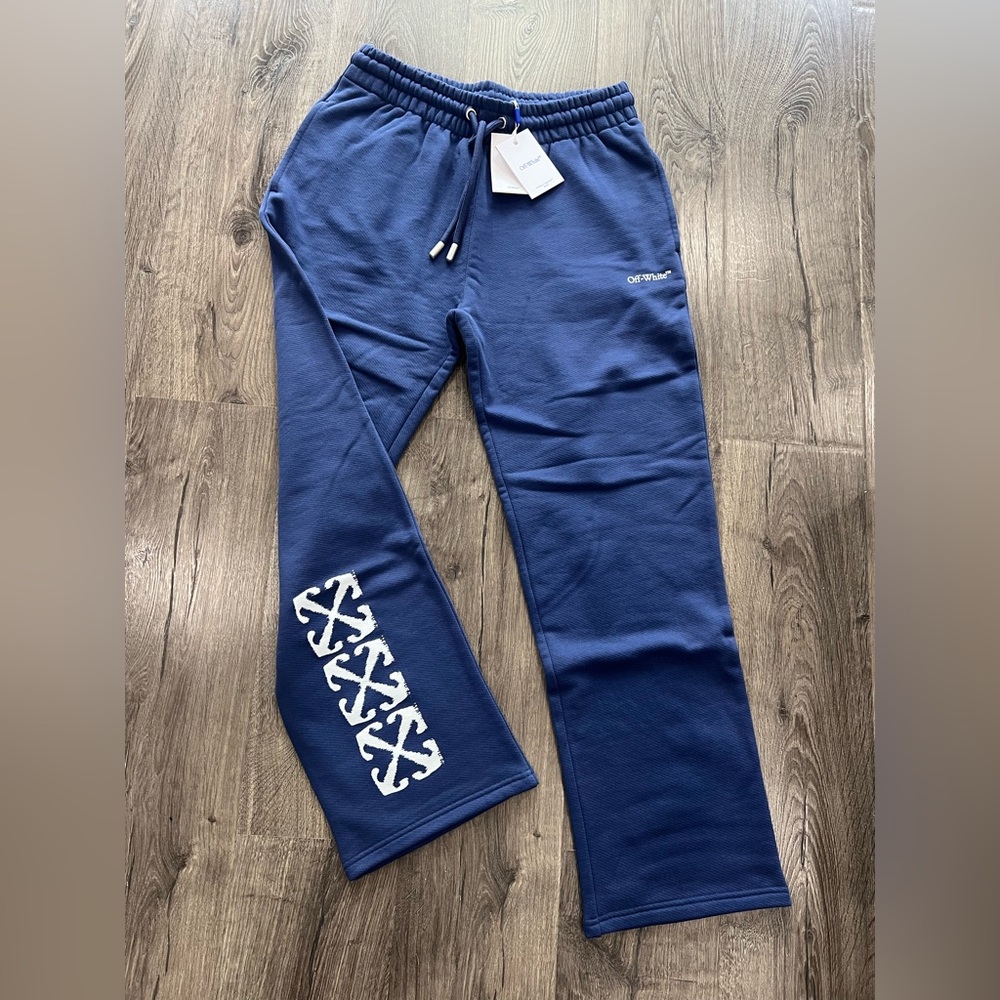 Off-White Blue Sweatpants with White Logo